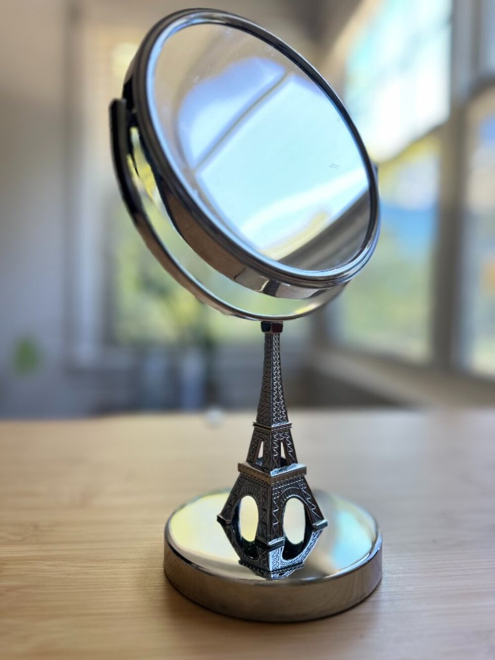 Eiffel Tower Vanity Mirror Double-Sided 360° Rotation 1X/10X Magnification